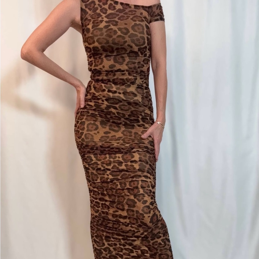 AFRM One Shoulder Leopard Print Dress